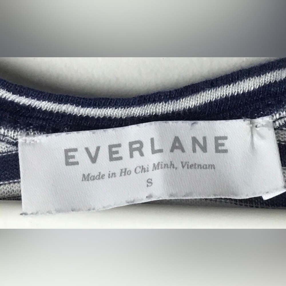 Everlane Navy & White Striped 100% Linen Tank Dress Size Small Relaxed Fit - Picture 7 of 7
